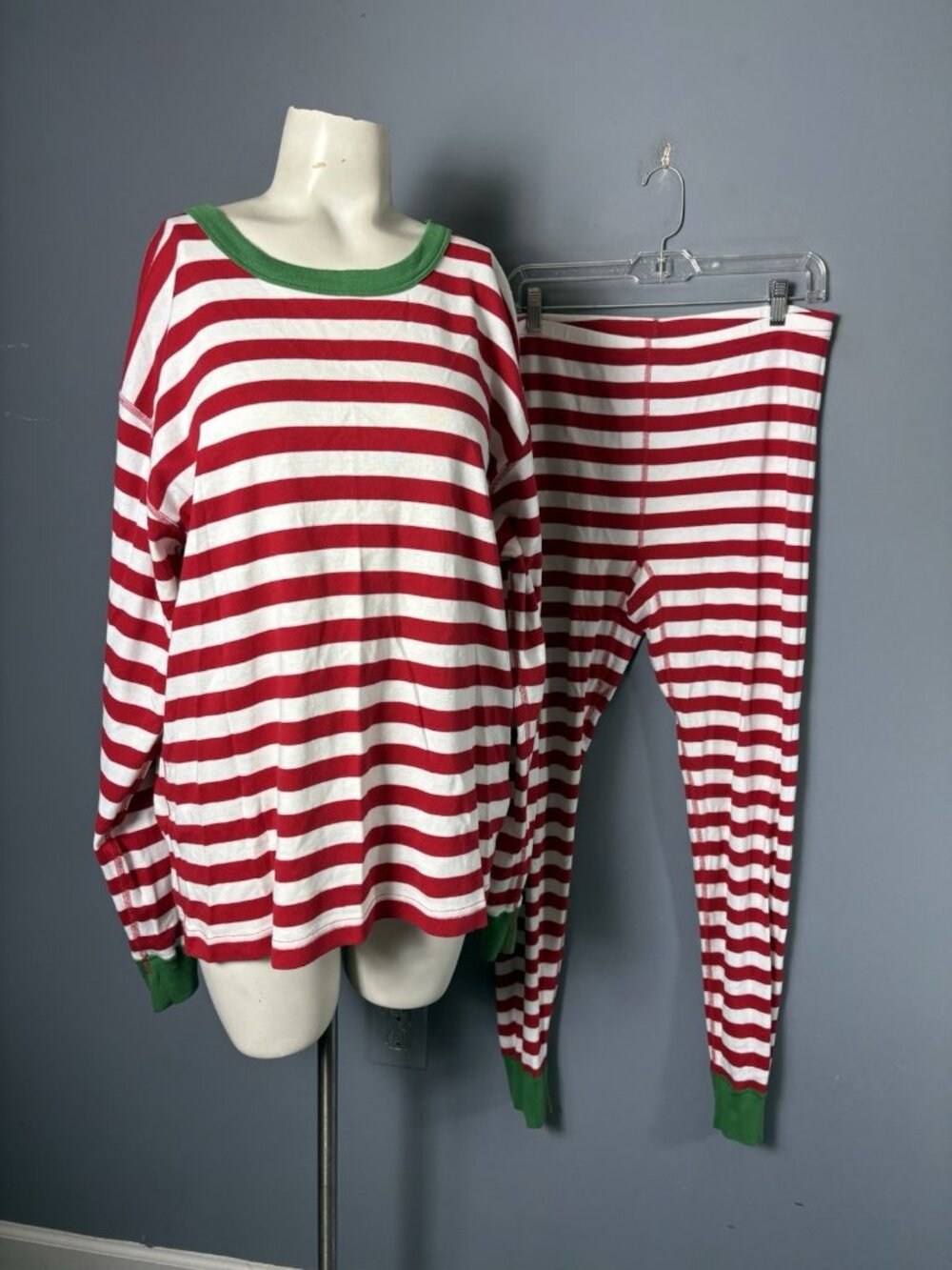 HANNA ANDERSSON Adult Large Red/White Stripe 2pc Christmas Holiday Pajamas Set
